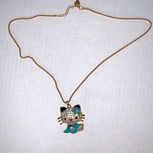 Hello Kitty Rhinestone Pendant With Necklace